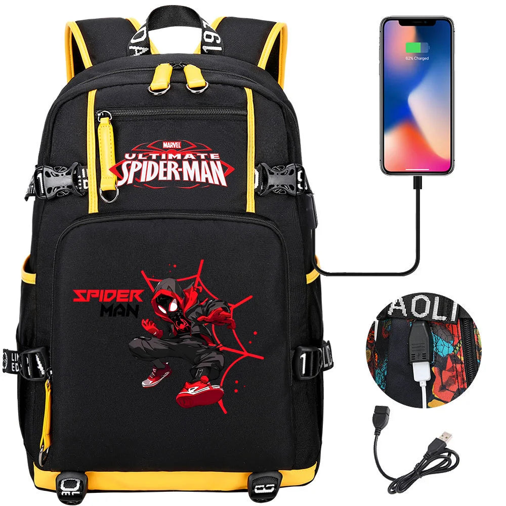 🕷️🎒 Spider-Man Superhero Backpack – Waterproof Multi-Use Bag with USB Charging! 🔌💥