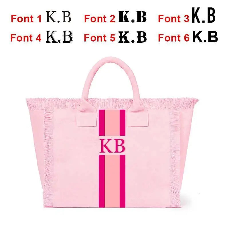👜🌞 Summer American-Style Stripe Tote | Women’s Canvas Handbag with Tassel – Customizable Letters, Perfect for Beach & Wedding Gift