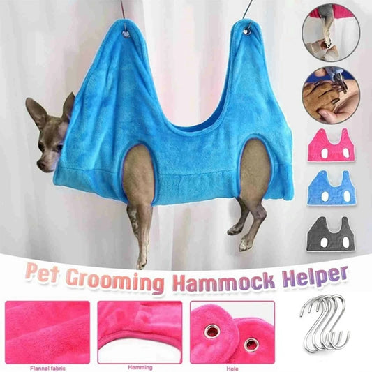 Pet Grooming Hammock with Adjustable Straps, Double-Sided Resting Pad for Bathing, Drying & Nail Clipping