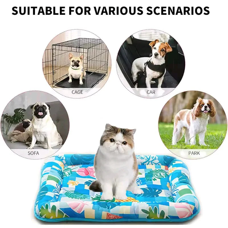 ❄️🐾 Cool Paw Print Pet Mat – Breathable & Comfortable!