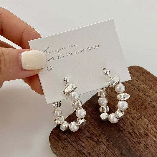 🔮 Silvery Broken Pearl Dangle Earrings – Art Meets Avant-Garde!