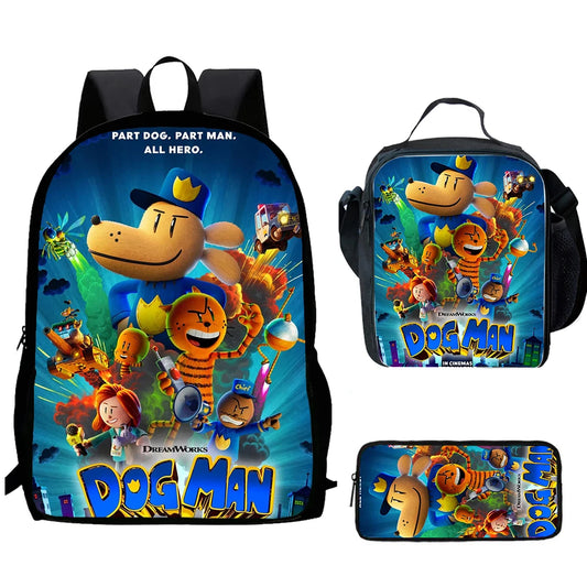 🎒🐶 Dogman School Bag Set – 3 Complete Pieces for Kids! 🎒✏️🍱