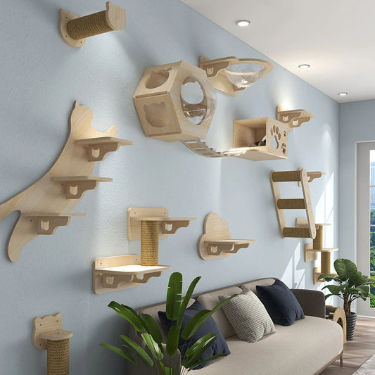 🐱🧗 Wall Cat Tree – Shelf, Hammock & Climbing Post!