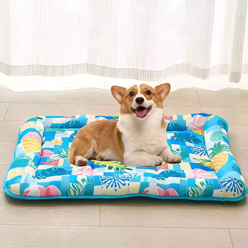 ❄️🐾 Cool Paw Print Pet Mat – Breathable & Comfortable!