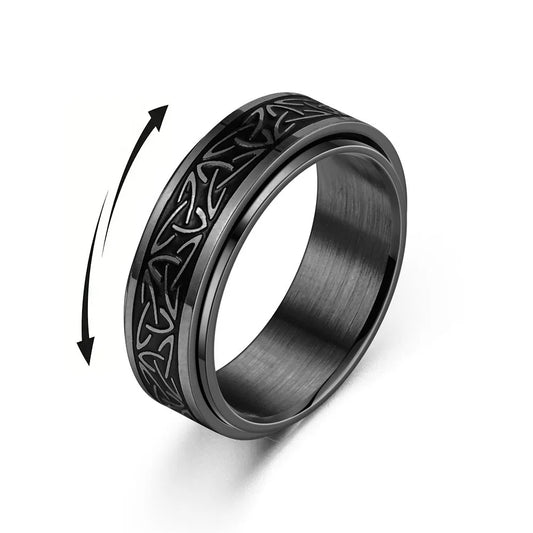 "Viking Rune Spinner Ring for Men ⚔️ – Celtic Knot Design, Anti-Stress Stainless Steel Band"