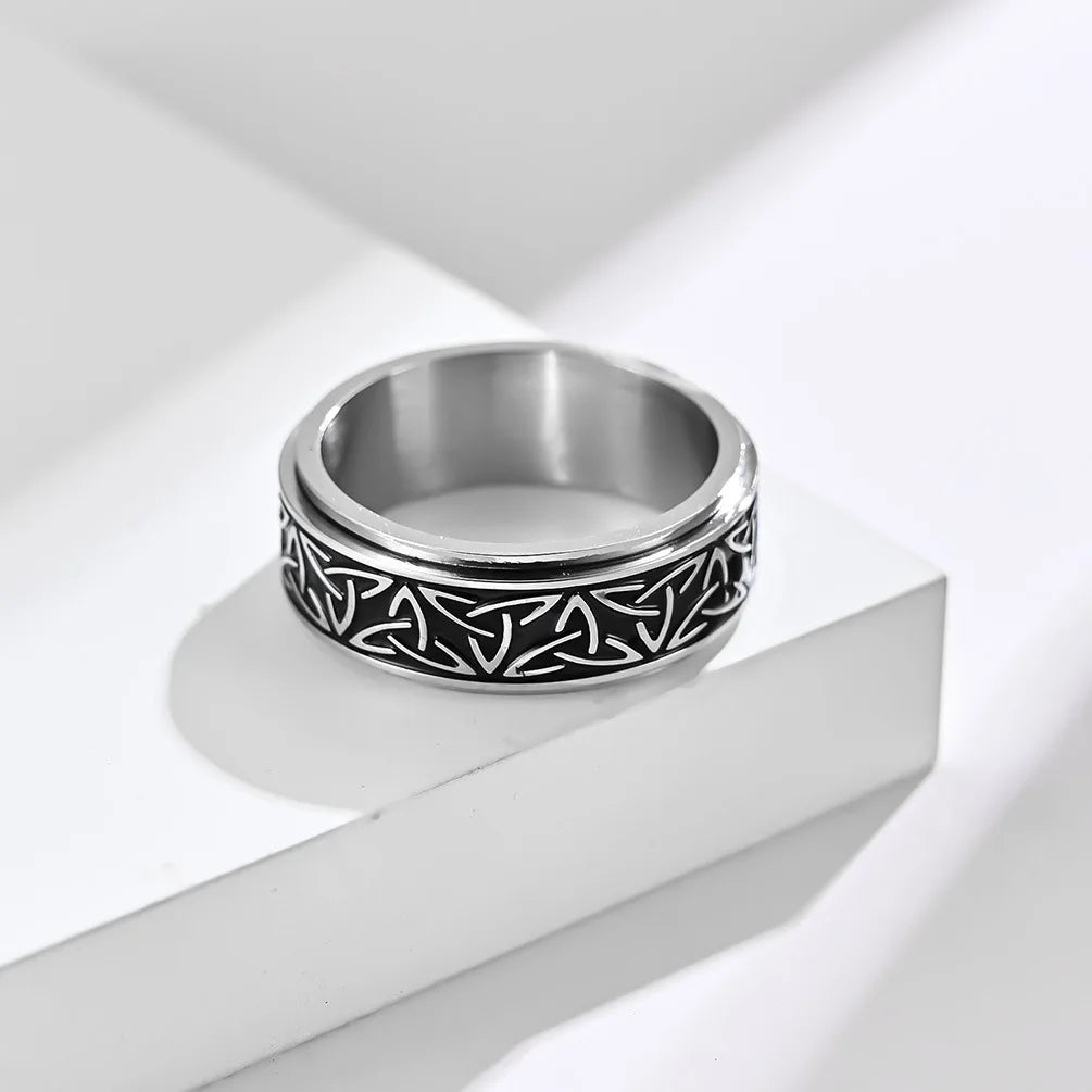 "Viking Rune Spinner Ring for Men ⚔️ – Celtic Knot Design, Anti-Stress Stainless Steel Band"
