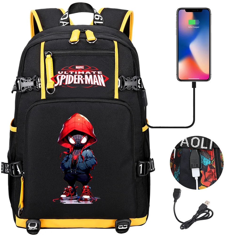 🕷️🎒 Spider-Man Superhero Backpack – Waterproof Multi-Use Bag with USB Charging! 🔌💥