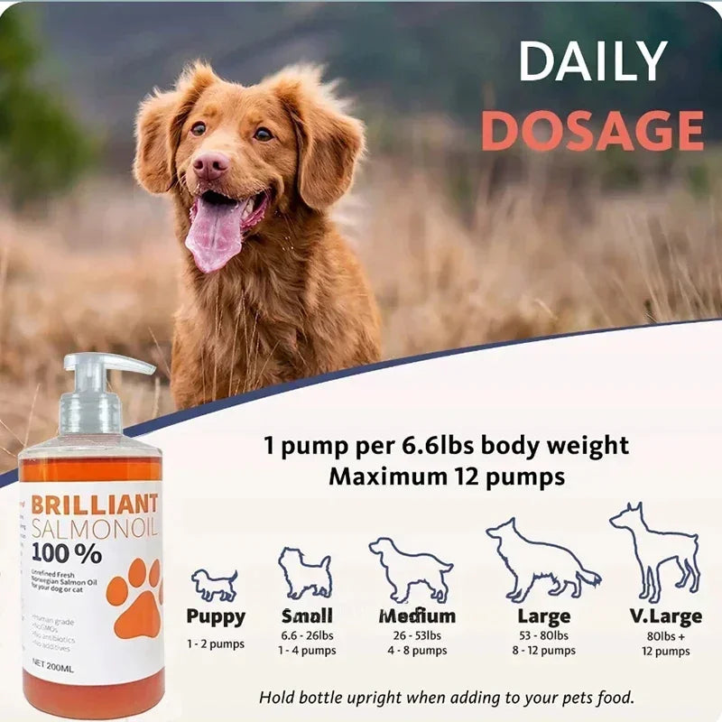 🐟✨ Pure Salmon Oil 200ml – Natural Omega Boost for Dogs!