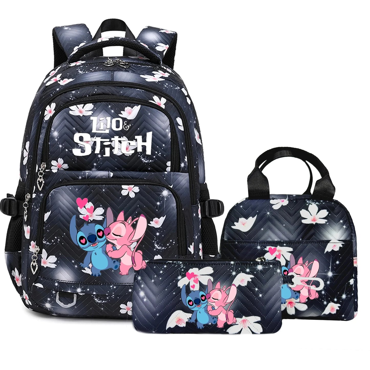 🎒💙 Large Lilo & Stitch Backpack – Perfect for School & Travel for Girls & Women + Pencil Case & Lunch Bag 🍱✨