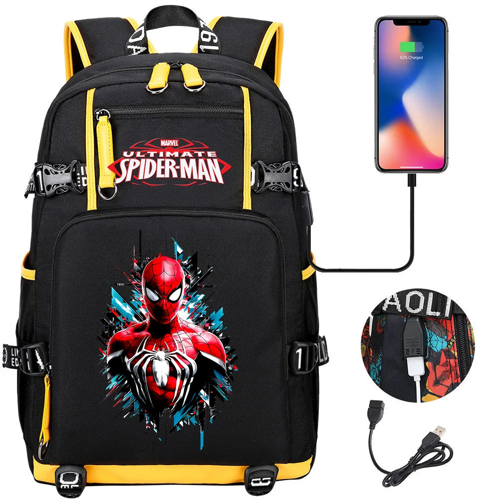 🕷️🎒 Spider-Man Superhero Backpack – Waterproof Multi-Use Bag with USB Charging! 🔌💥
