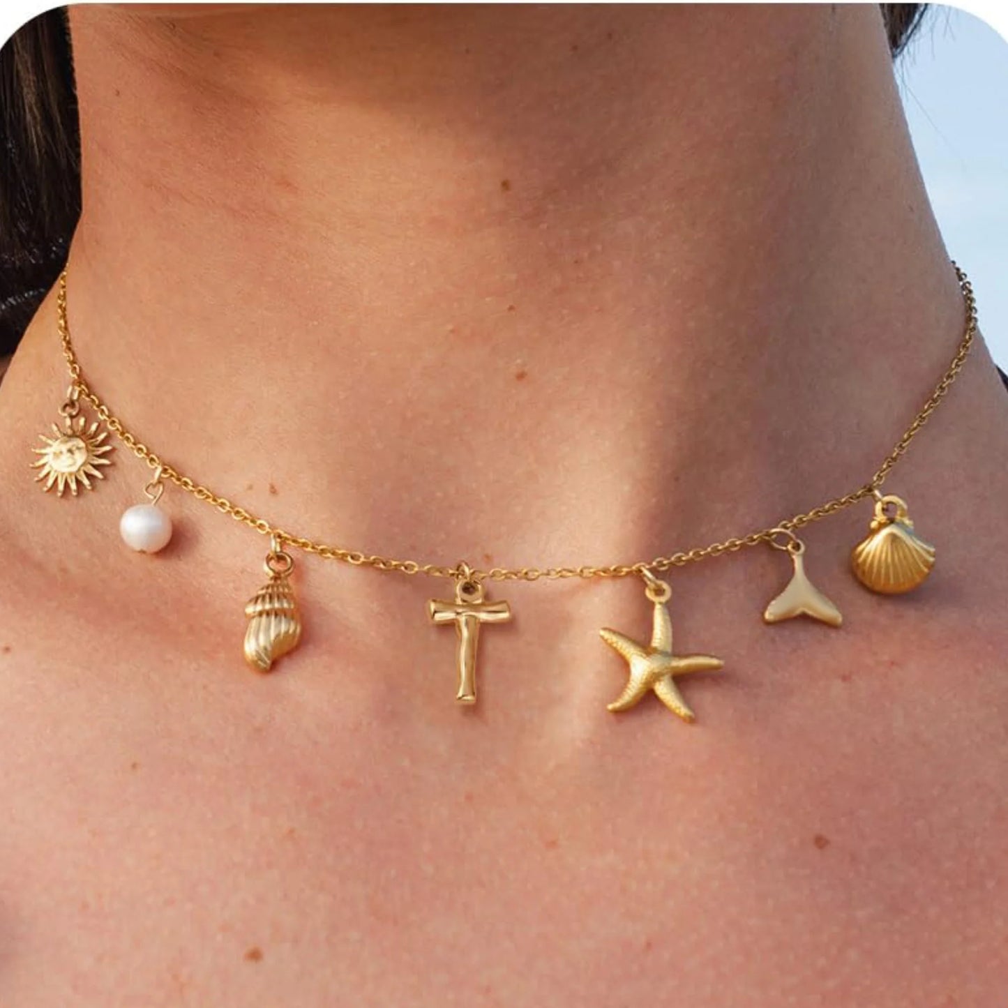 🐚✨ 18K Gold Starfish Necklace – Waterproof Beach Charm 🌊💛