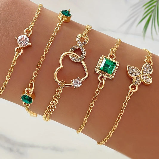 ✨ Timeless Glamour – 5-Piece Rhinestone Bracelet Set!