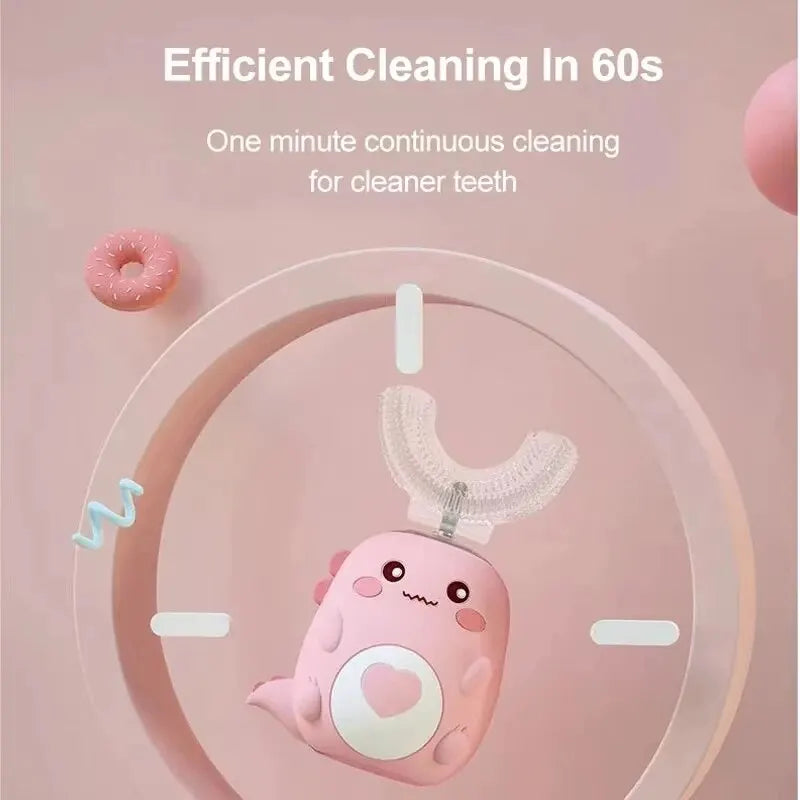 🦷 Kids' 360° U-Shaped Electric Toothbrush – 1-Minute Full Mouth Clean!