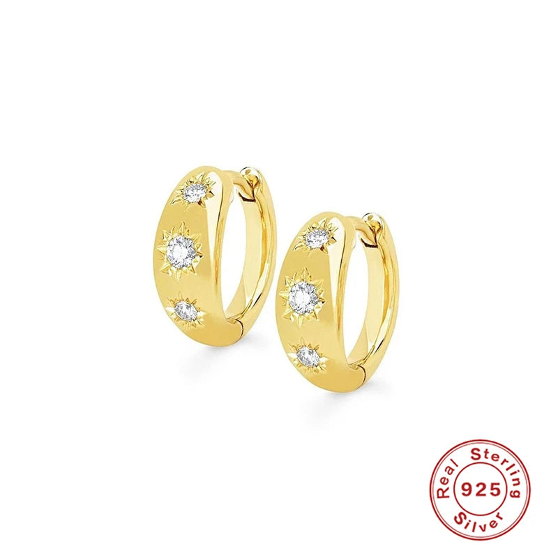 ✨ CANNER 925 Silver Hoop Earrings – Timeless Elegance with White Zircon! 💎
