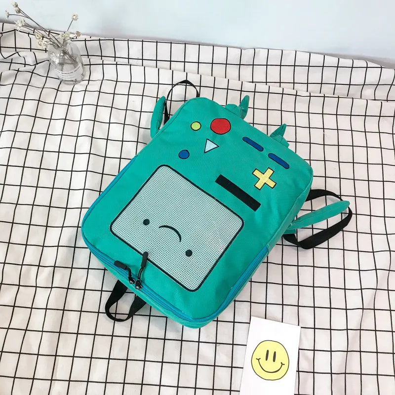 🎒💚 Cute BMO Cartoon Backpack – Your Fun School Companion!
