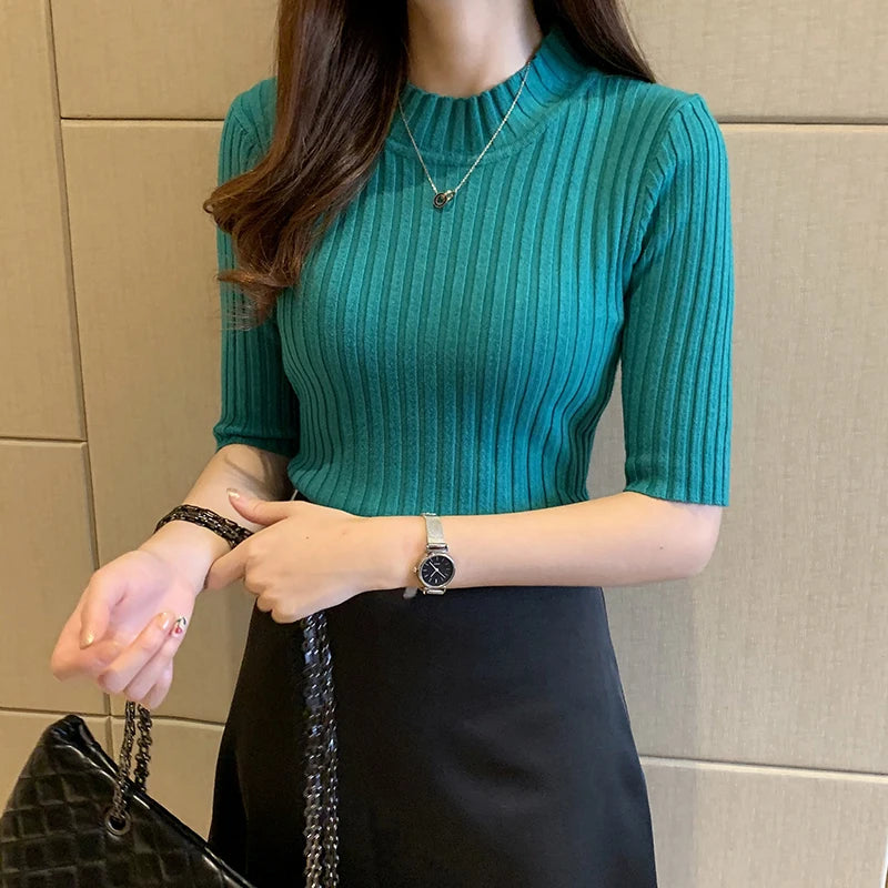 🌸 Women's Knit Blouse – Trendy Summer Top 2024 | Short Sleeve