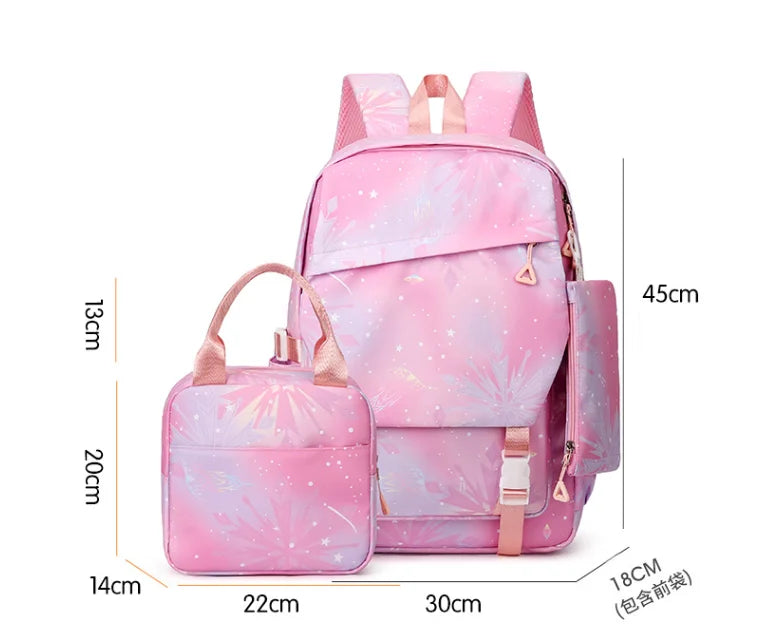 🎒🌈 Kuromi Colorful Bag Set – 3-Piece Complete for School & Everyday Use! 🎀🍱