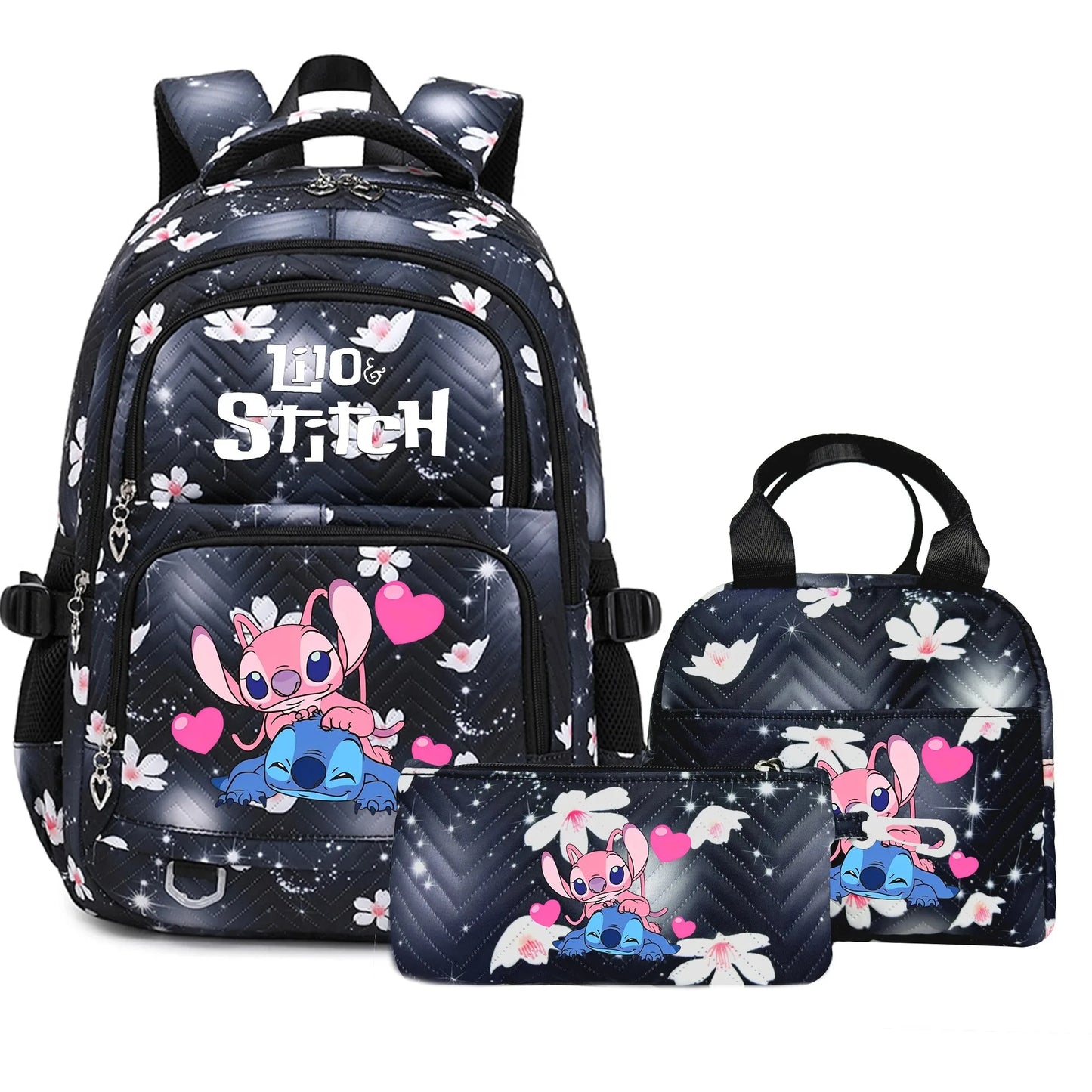 🎒💙 Large Lilo & Stitch Backpack – Perfect for School & Travel for Girls & Women + Pencil Case & Lunch Bag 🍱✨