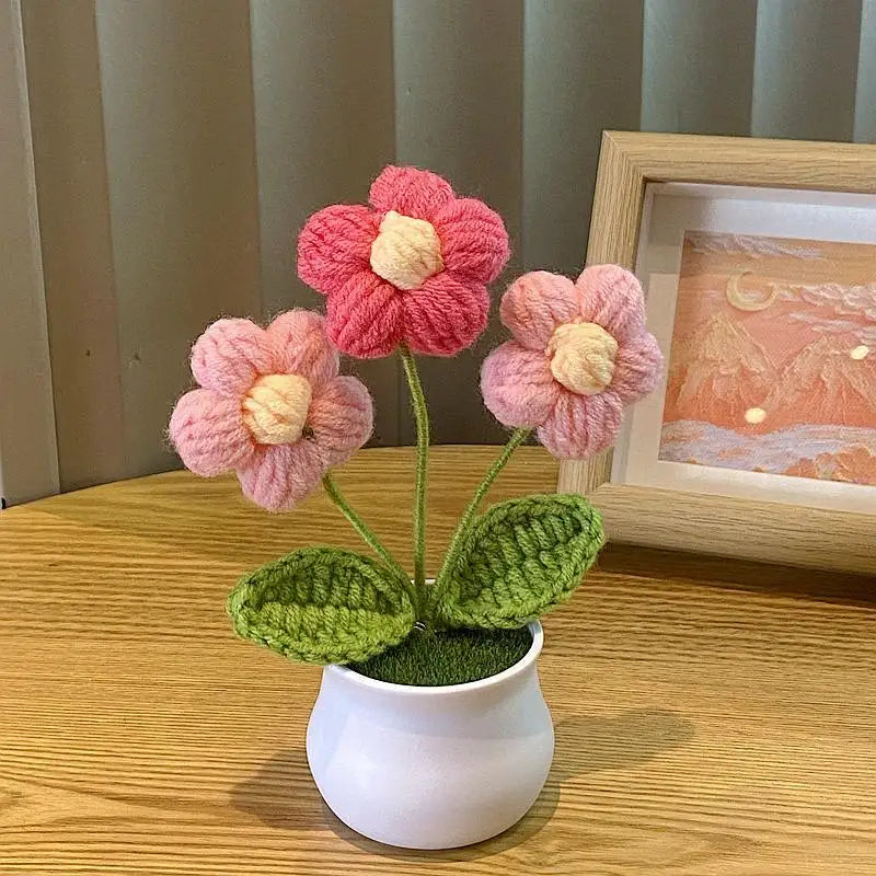🌹 DIY Handwoven Mini Potted Rose – Bloom Forever in Wool!