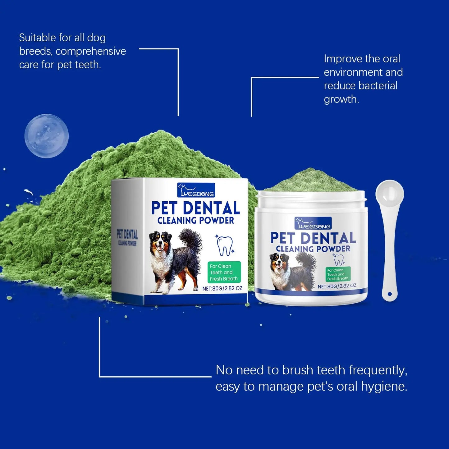 🦷🐶 Dog Dental Powder – Fresh Breath & Tartar Control!