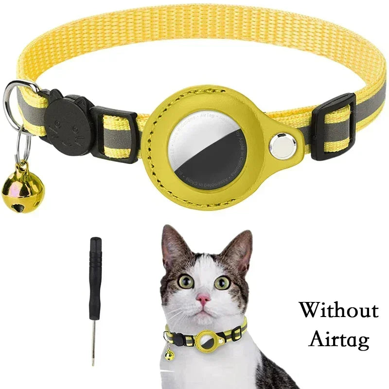🐾 Reflective Anti-Lost Cat Collar w/ Airtag Case & Bell