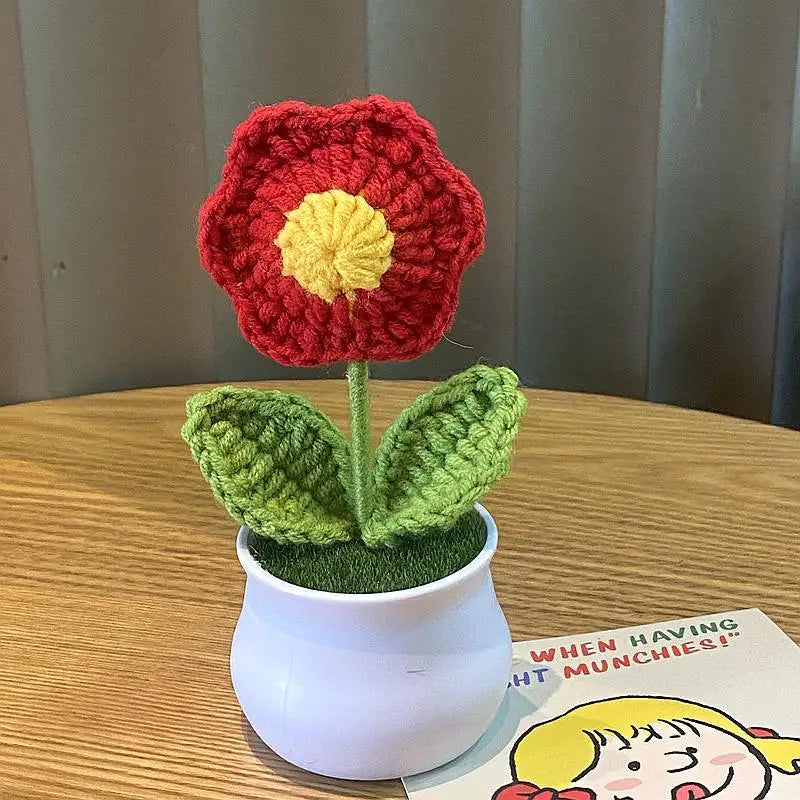 🌹 DIY Handwoven Mini Potted Rose – Bloom Forever in Wool!