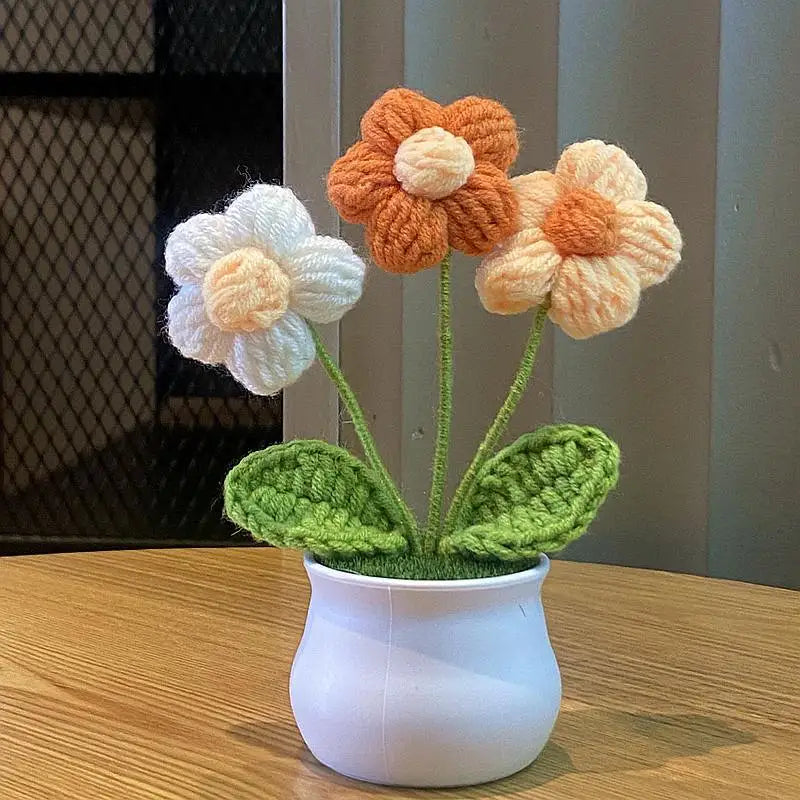 🌹 DIY Handwoven Mini Potted Rose – Bloom Forever in Wool!