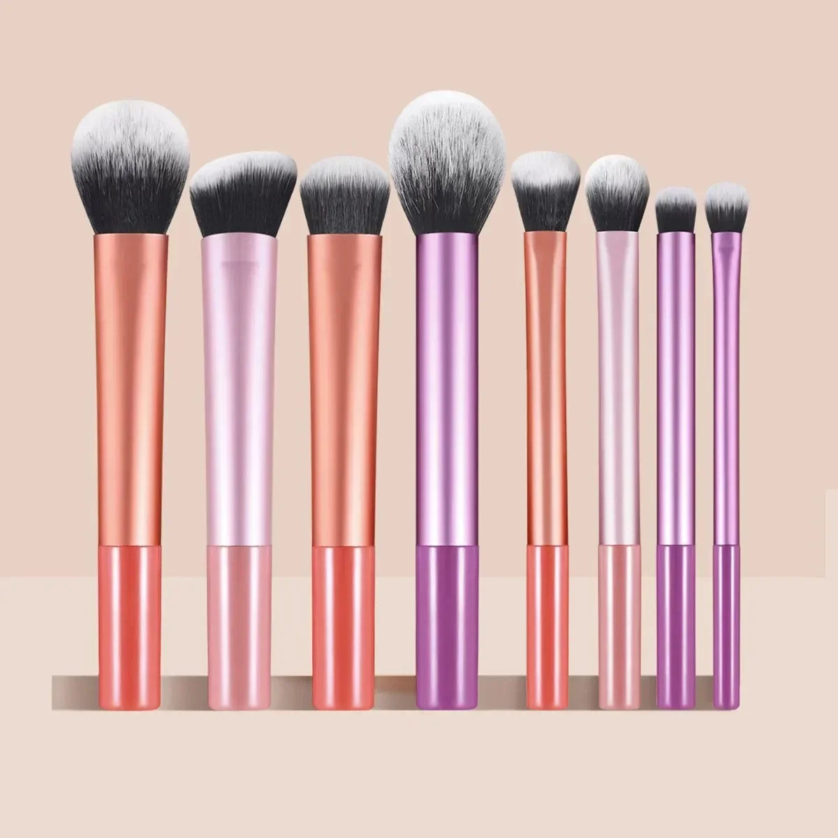 High-quality 8pcs/set Black Glossy Professional Makeup Brush Tool Kit Including Powder, Blush, Contouring, Eyeshadow, Highlighte