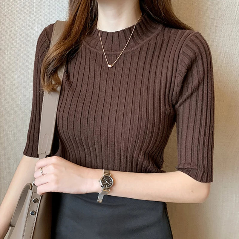 🌸 Women's Knit Blouse – Trendy Summer Top 2024 | Short Sleeve