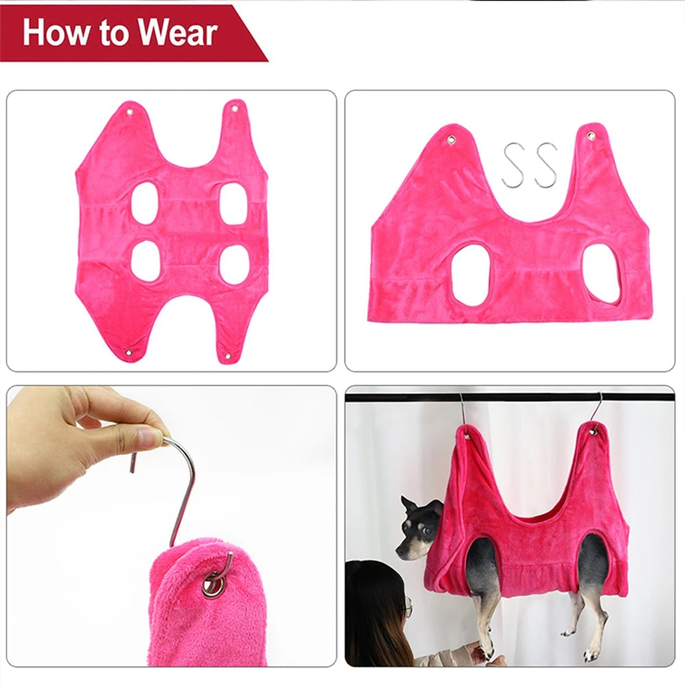 Pet Grooming Hammock with Adjustable Straps, Double-Sided Resting Pad for Bathing, Drying & Nail Clipping