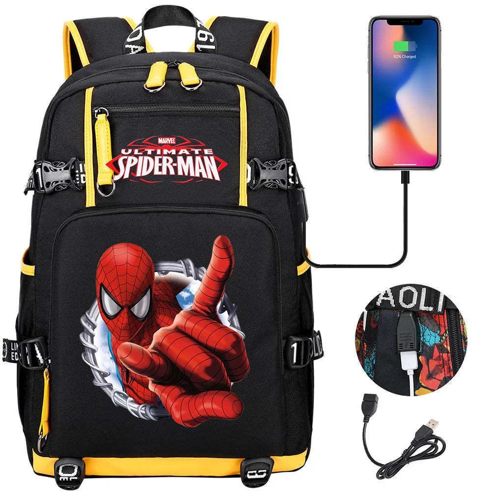 🕷️🎒 Spider-Man Superhero Backpack – Waterproof Multi-Use Bag with USB Charging! 🔌💥