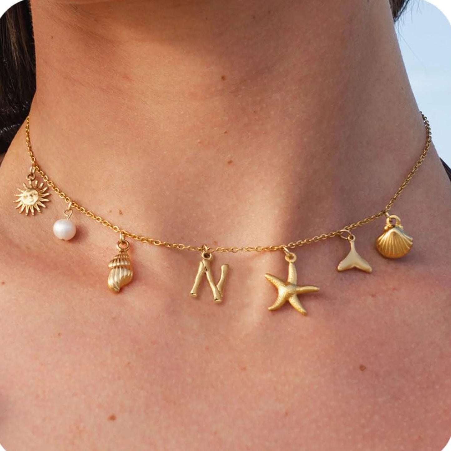 🐚✨ 18K Gold Starfish Necklace – Waterproof Beach Charm 🌊💛