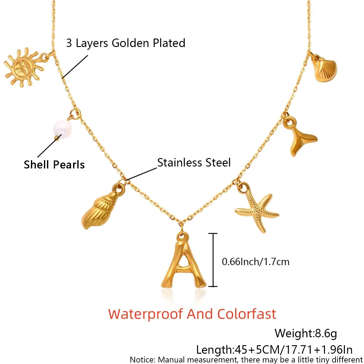 🐚✨ 18K Gold Starfish Necklace – Waterproof Beach Charm 🌊💛