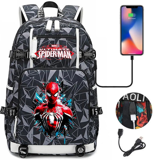 🕷️🎒 Spider-Man Superhero Backpack – Waterproof Multi-Use Bag with USB Charging! 🔌💥