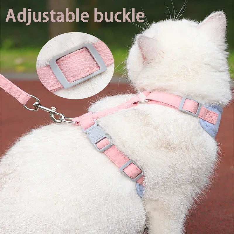 "🐾💨 Breathable Puppy Harness & Leash – Perfect Fit for Small to Medium Pets! 🐶🐱🎀"