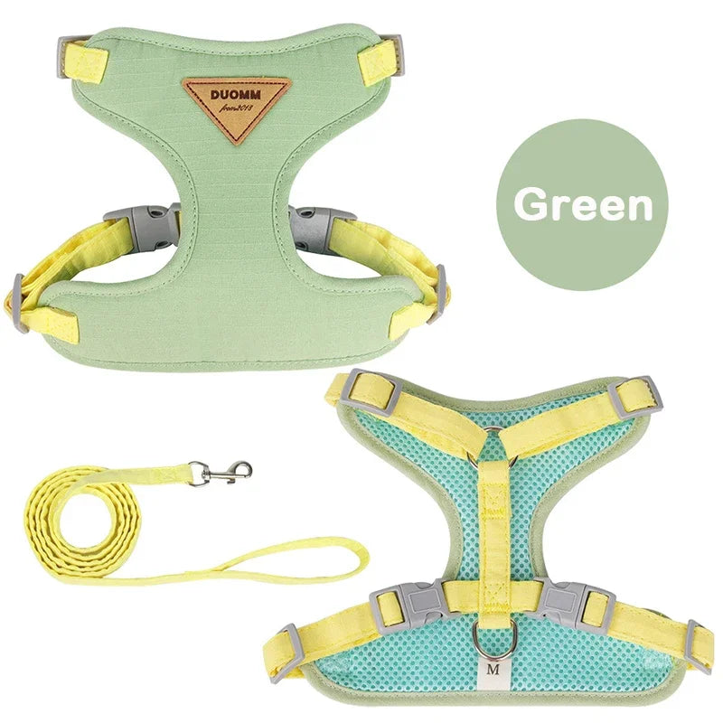 "🐾💨 Breathable Puppy Harness & Leash – Perfect Fit for Small to Medium Pets! 🐶🐱🎀"