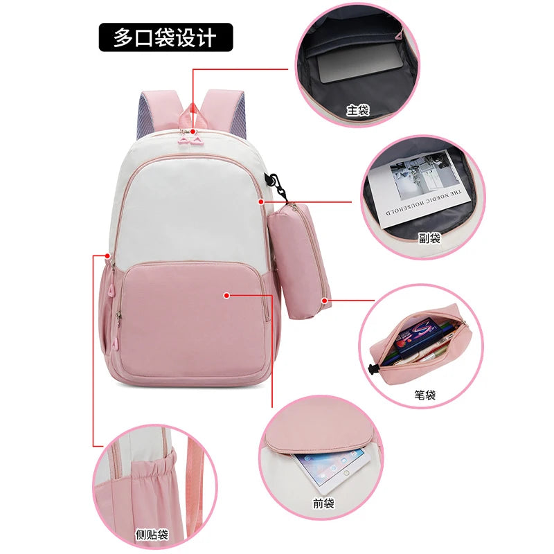 🎓 Large Anime School Backpack + Pencil Case 🖊️ | Cartoon A–Z Letter Design ✨