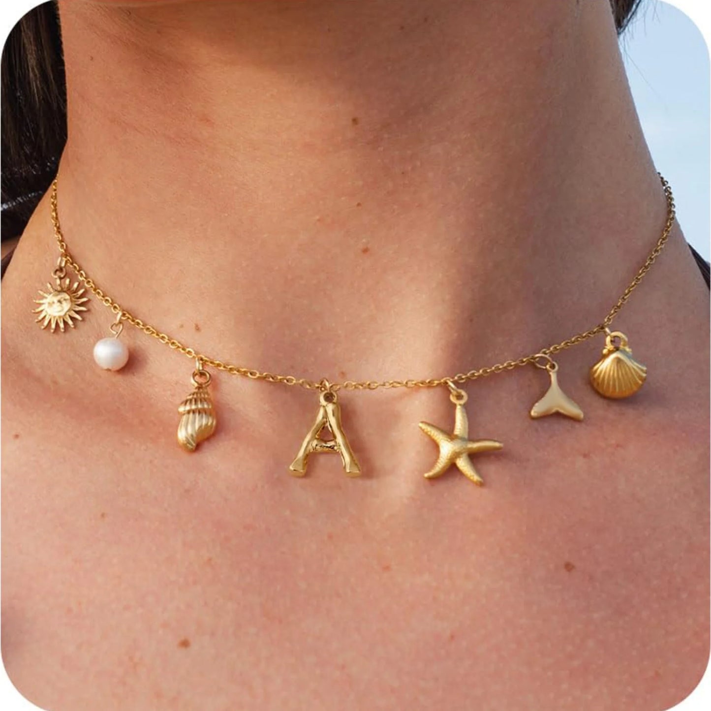 🐚✨ 18K Gold Starfish Necklace – Waterproof Beach Charm 🌊💛
