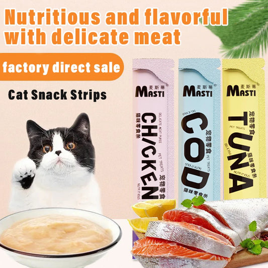 🐟🍗 Tasty Cat Strips – Fresh Chicken, Tuna & Cod for Nutrition, Hydration & Happy Cats! 🐱💧🍴✨
