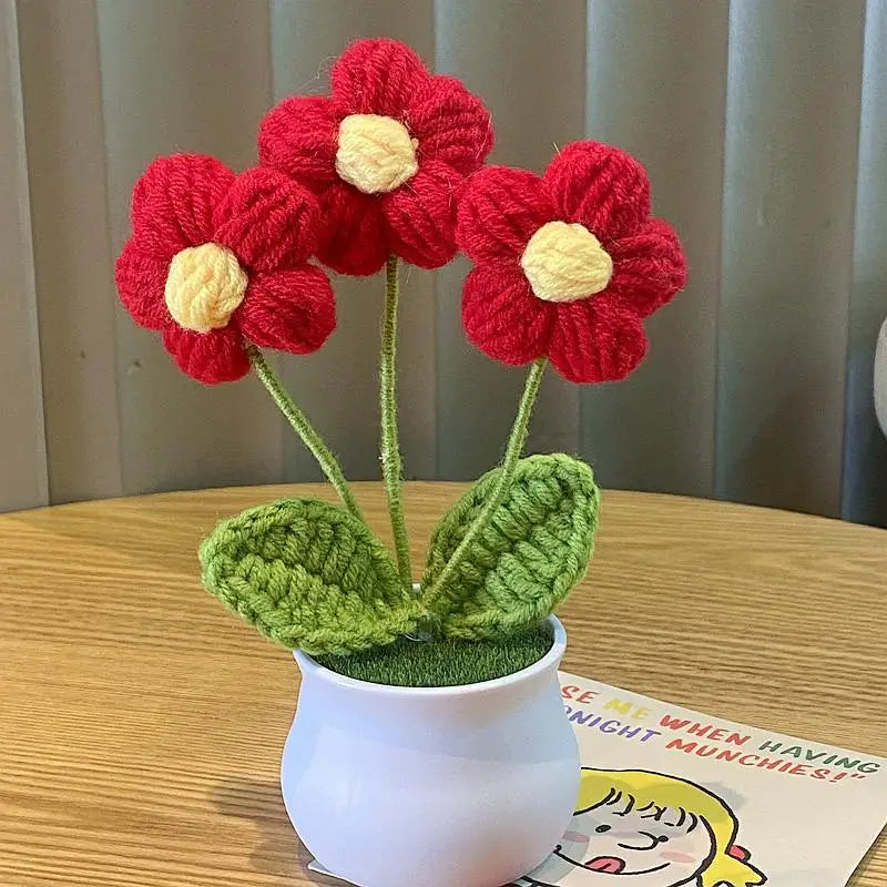 🌹 DIY Handwoven Mini Potted Rose – Bloom Forever in Wool!