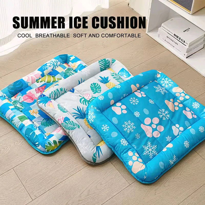 ❄️🐾 Cool Paw Print Pet Mat – Breathable & Comfortable!