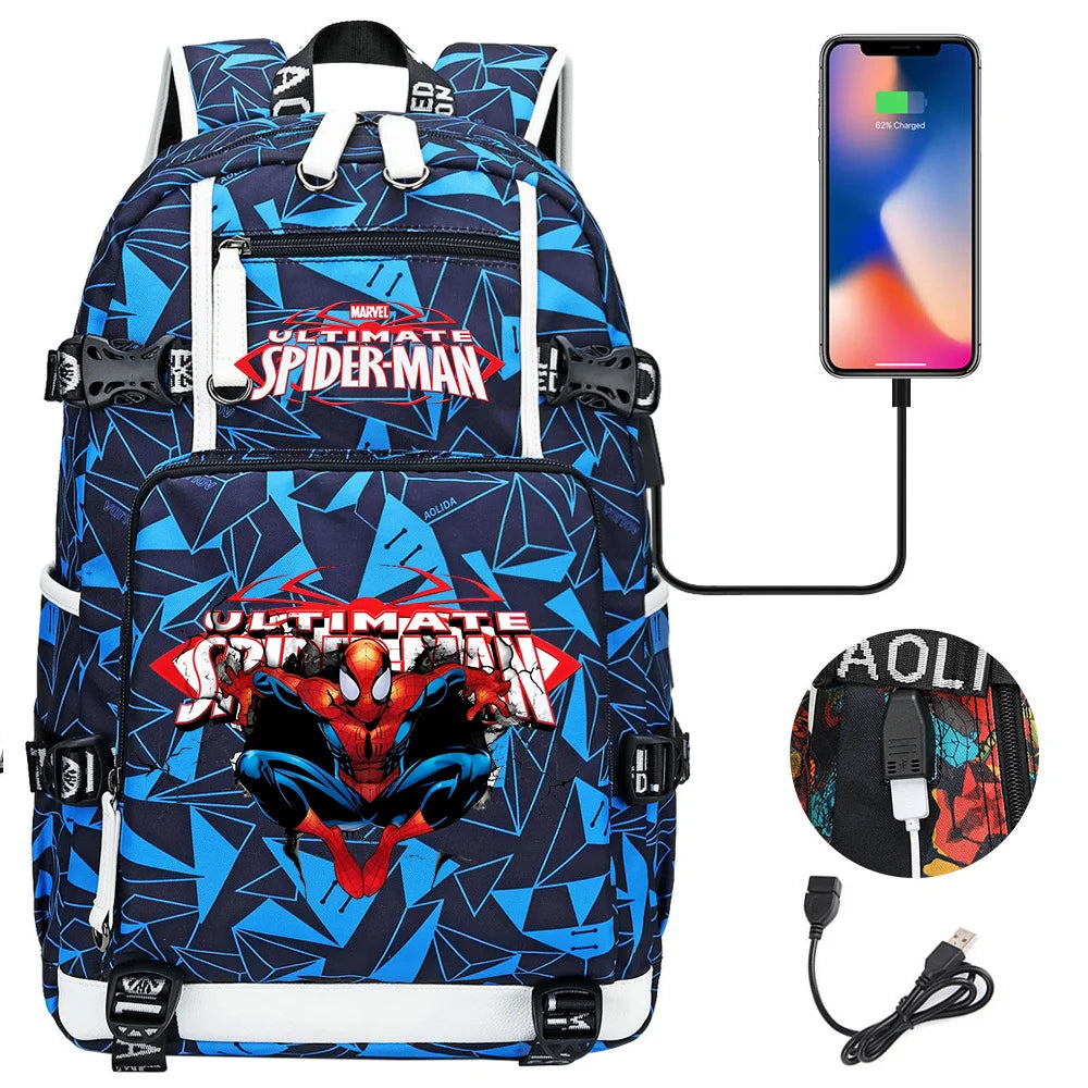 🕷️🎒 Spider-Man Superhero Backpack – Waterproof Multi-Use Bag with USB Charging! 🔌💥