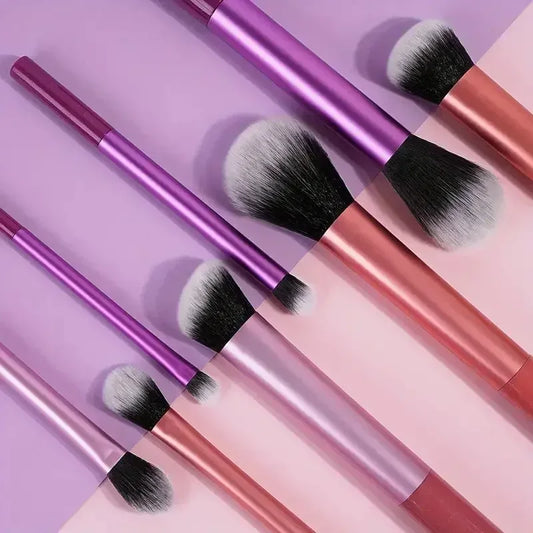 High-quality 8pcs/set Black Glossy Professional Makeup Brush Tool Kit Including Powder, Blush, Contouring, Eyeshadow, Highlighte