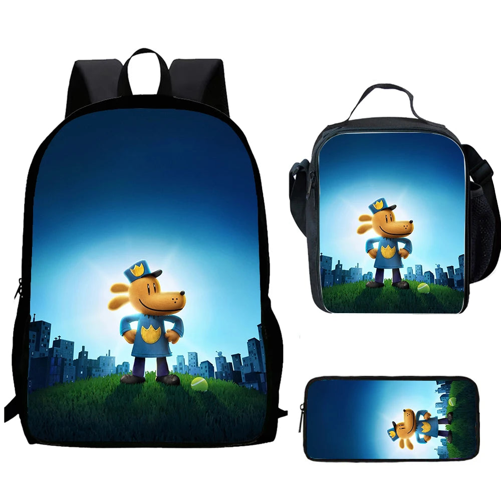 🎒🐶 Dogman School Bag Set – 3 Complete Pieces for Kids! 🎒✏️🍱