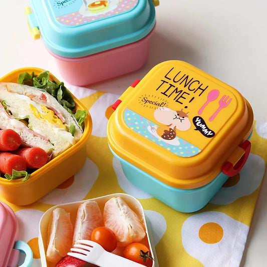 🎨 Cartoon Kids Lunch Box – Safe & Durable Plastic, Fun Design for School 🍱✨