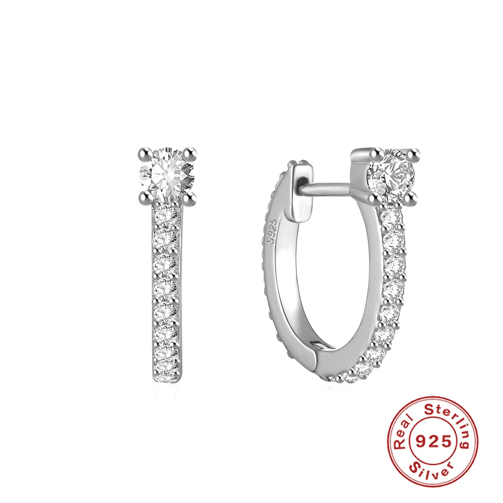 ✨ CANNER 925 Silver Hoop Earrings – Timeless Elegance with White Zircon! 💎
