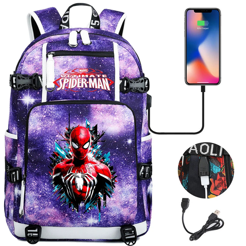 🕷️🎒 Spider-Man Superhero Backpack – Waterproof Multi-Use Bag with USB Charging! 🔌💥