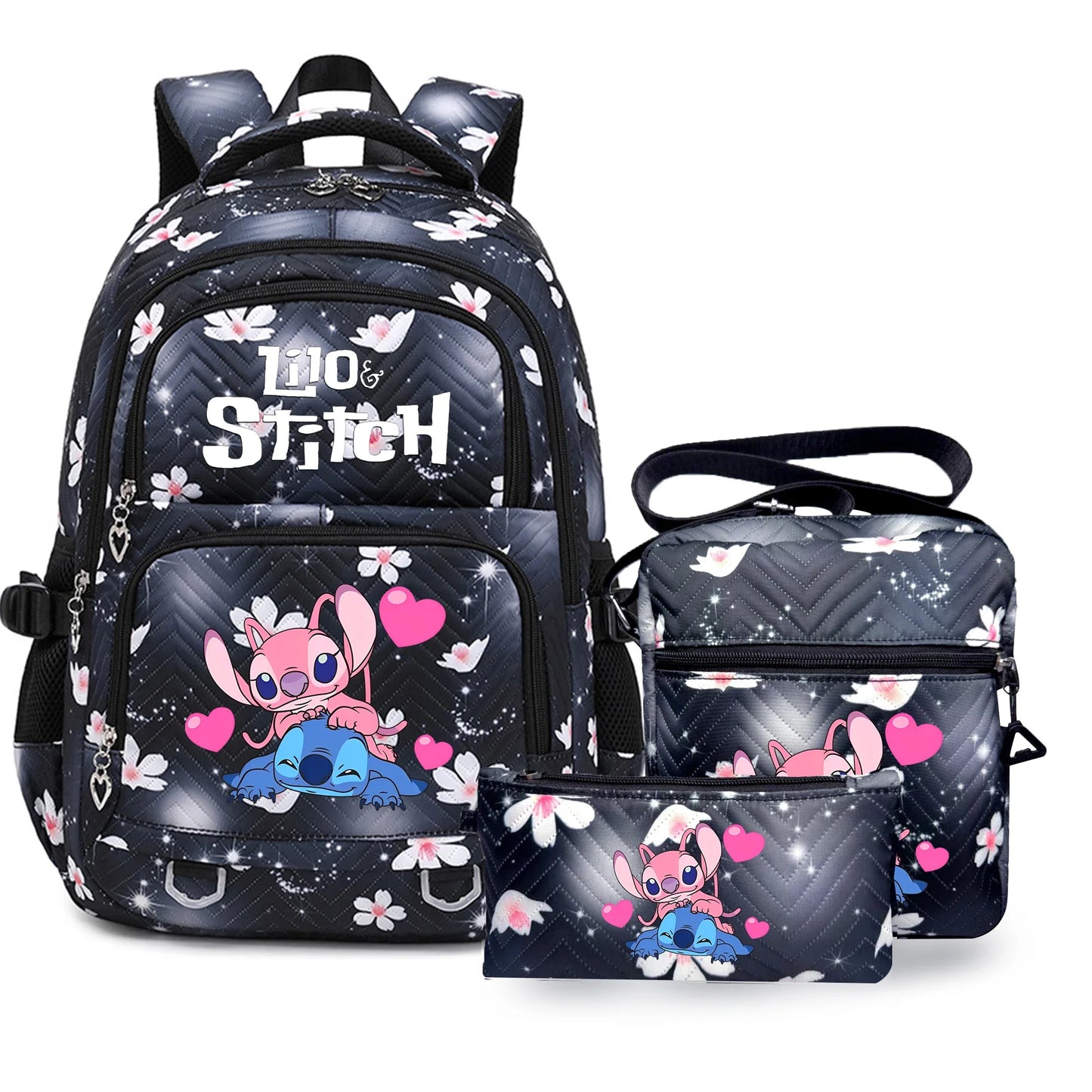🎒💙 Large Lilo & Stitch Backpack – Perfect for School & Travel for Girls & Women + Pencil Case & Lunch Bag 🍱✨