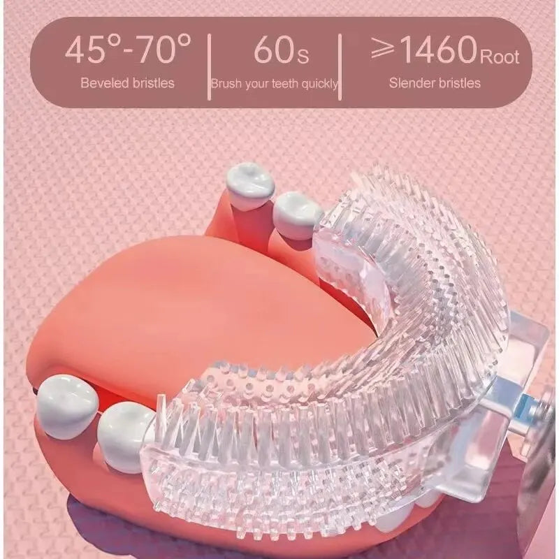🦷 Kids' 360° U-Shaped Electric Toothbrush – 1-Minute Full Mouth Clean!