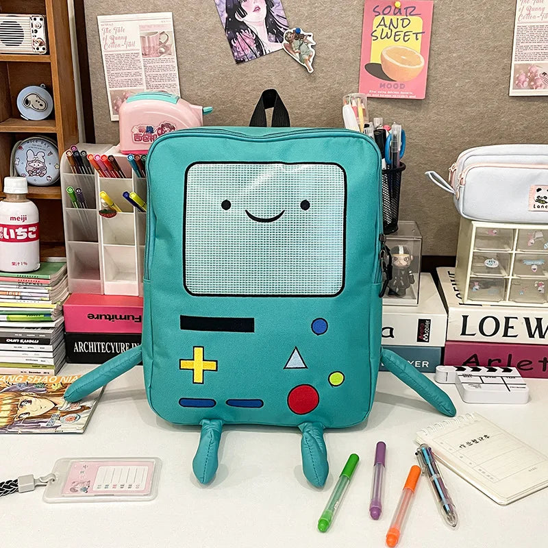 🎒💚 Cute BMO Cartoon Backpack – Your Fun School Companion!